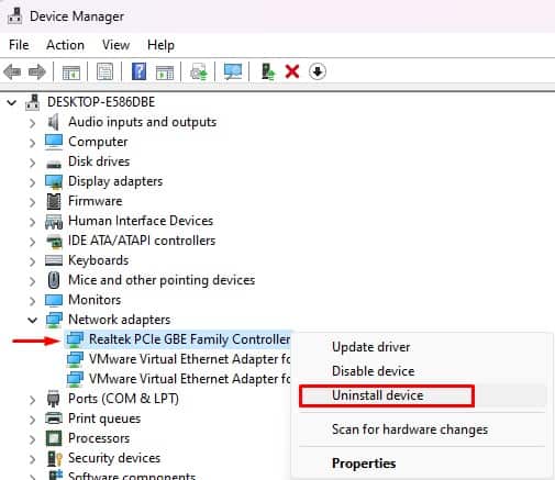 Fix: Windows Did Not Detect Any Networking Hardware 26 uninstall-device