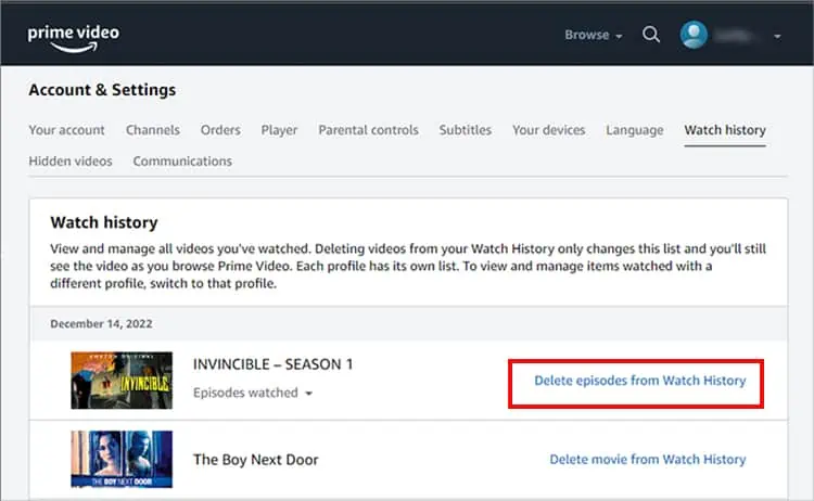 How to Remove Video From Continue Watching on Amazon Prime? 11 Choose-Delete-episodes-from-Watch-History