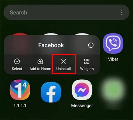 Facebook Saying No Internet Connection - How to Fix it 17 Choose-Uninstall