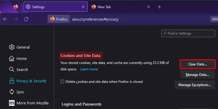 7 Ways to Fix PR_CONNECT_RESET_ERROR on Mozilla Firefox 9 Clear-Data-option.