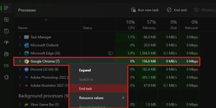 How to Fix "Not Enough Memory to Open This Page" on Google Chrome 6 Click-on-End-Task-from-the-drop-down-menu.-1