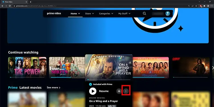 How to Remove Video From Continue Watching on Amazon Prime? 3 Click-on-three-dots