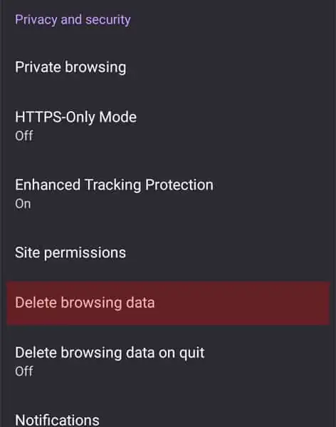 7 Ways to Fix PR_CONNECT_RESET_ERROR on Mozilla Firefox 14 Delete-browsing-data