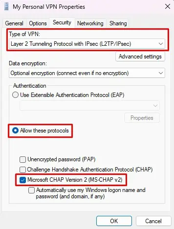 Fix: The L2TP Connection Attempt Failed Because the Security Layer Encountered a Processing Error 10 Enable-Microsoft-CHAP-Version-2