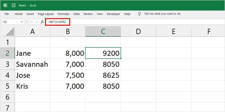 Increase-amount-by-percent-Excel