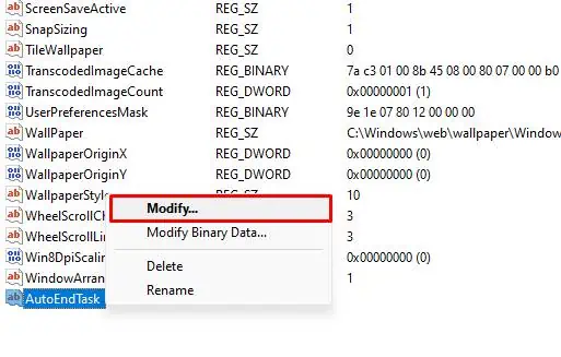 Solved: This App is Preventing Shutdown in Windows 5 Modify-autoendtask