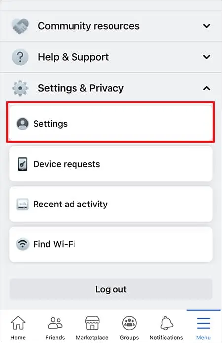 Facebook Saying No Internet Connection - How to Fix it 5 Navigate-to-Settings-Privacy-Settings