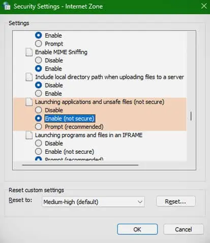 Select-Enabled-not-secured-