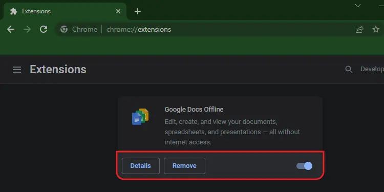 How to Fix "Not Enough Memory to Open This Page" on Google Chrome 3 Switch-the-toggle-to-disable-the-extension