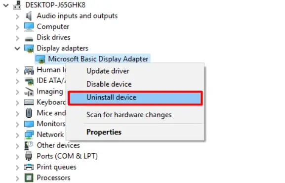 Windows Black Screen After Login? Here’s How to Fix it 9 Uninstall-basic-driver