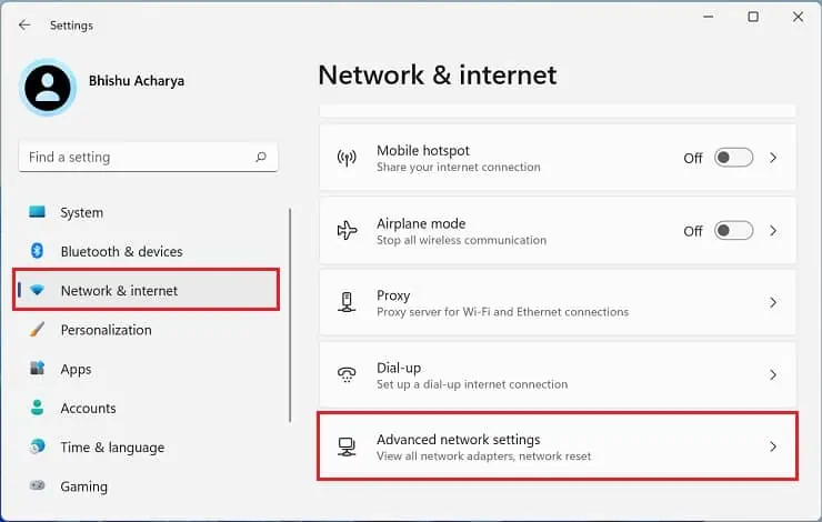 8 Possible Ways to Fix “No Internet, Secured” Error 11 advanced-network-settings
