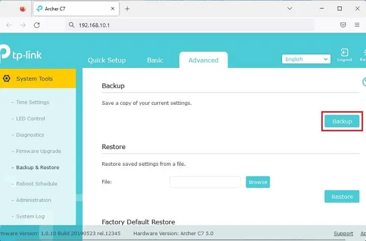 How to Update Router Firmware on TP-Link (2 Possible Ways) 9 backup-button-in-tp-link-router