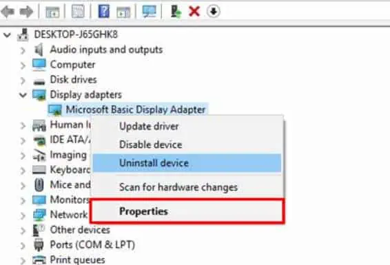 Windows Black Screen After Login? Here’s How to Fix it 7 basic-driver-properties