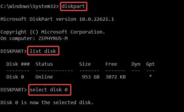 8 Ways to Fix : Default Boot Device Missing or Boot Failed 13 diskpart