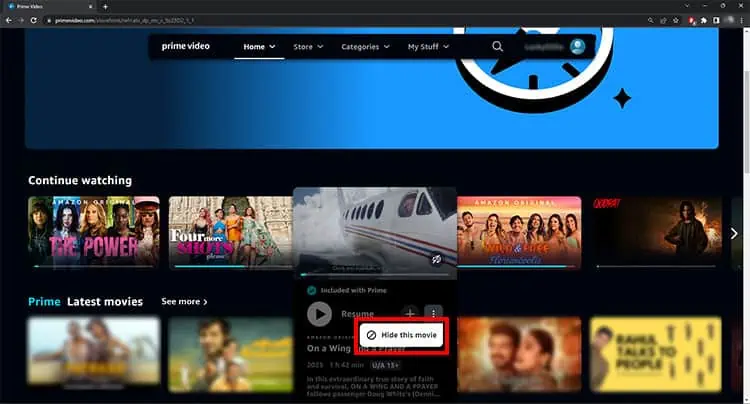 How to Remove Video From Continue Watching on Amazon Prime? 4 hide-this-movie