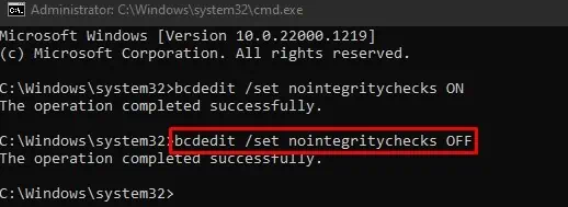 Fix: Windows Cannot Verify the Digital Signature for This File 6 no-integrity-check-off