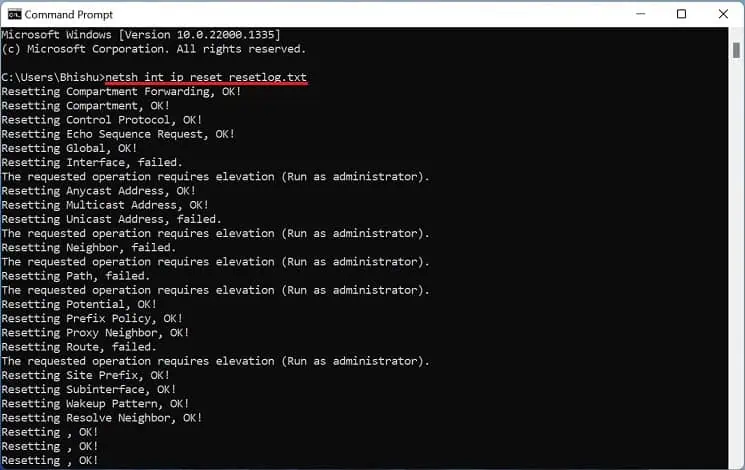 8 Possible Ways to Fix “No Internet, Secured” Error 7 reset-winsock