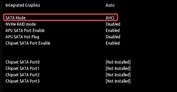 8 Ways to Fix : Default Boot Device Missing or Boot Failed 11 sata-mode