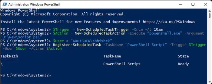 schedule-powershell-script-powershell