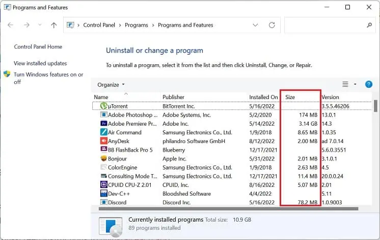 size-field-in-programs-and-features