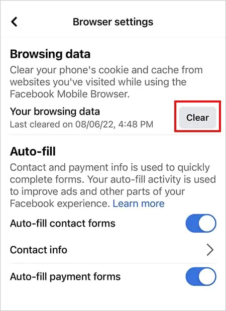 Facebook Saying No Internet Connection - How to Fix it 7 tap-on-Clear-button