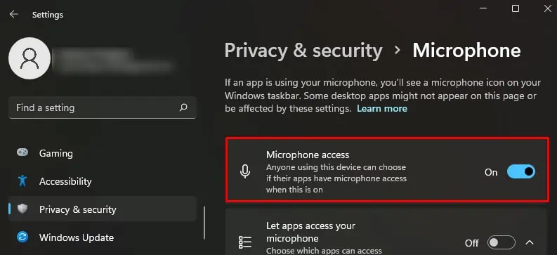 Microphone Not Working on Windows? Here’s How to Fix It 3 toggle-on-microphone-access-1