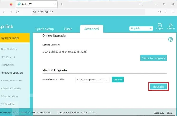How to Update Router Firmware on TP-Link (2 Possible Ways) 17 upgrade-button-in-router-settings