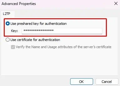 Fix: The L2TP Connection Attempt Failed Because the Security Layer Encountered a Processing Error 3 use-preshared-key