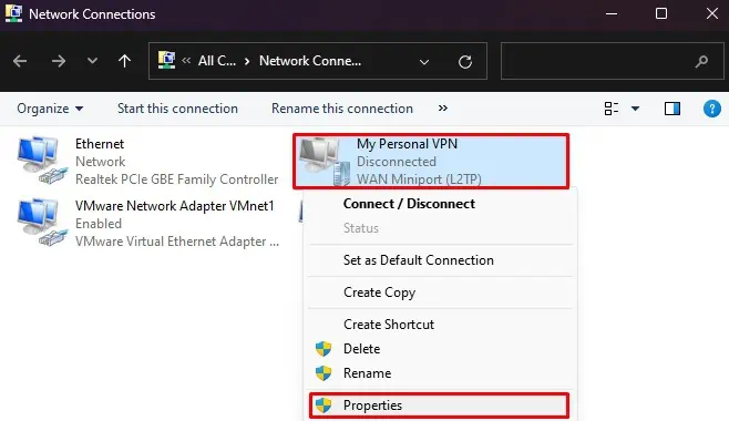 Fix: The L2TP Connection Attempt Failed Because the Security Layer Encountered a Processing Error 1 vpn-connection-properties