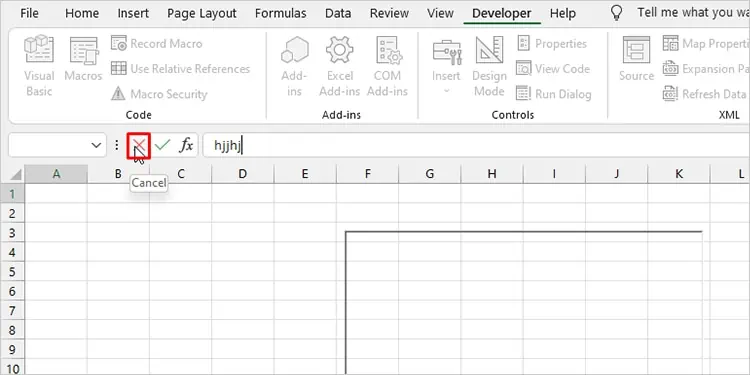 Reference Isn't Valid Excel Error - 6 Ways to Fix it 2 Cance-Button-Formula-Bar