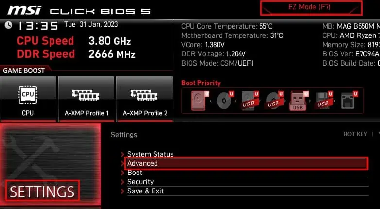 How to Enable Secure Boot on MSI Motherboard 8 advanced-setting-msi-bios