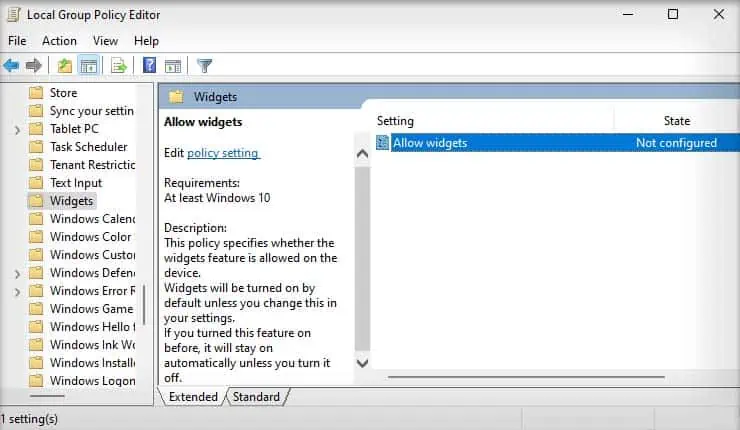 How to Add Weather to Taskbar Windows 11 2 allow-widgets-gpedit