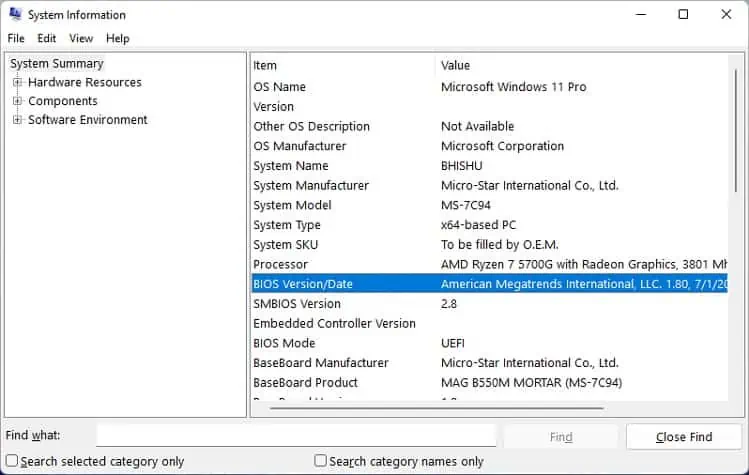 check-bios-version-in-system-information