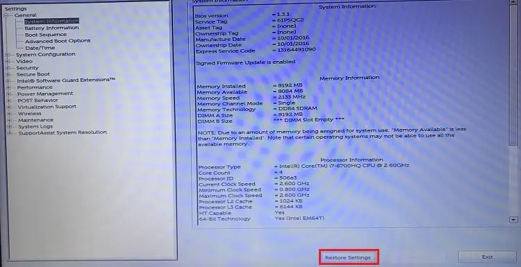 14 Ways to Solve a Black Screen on Your Dell Laptop 8 dell-bios-restore-settings