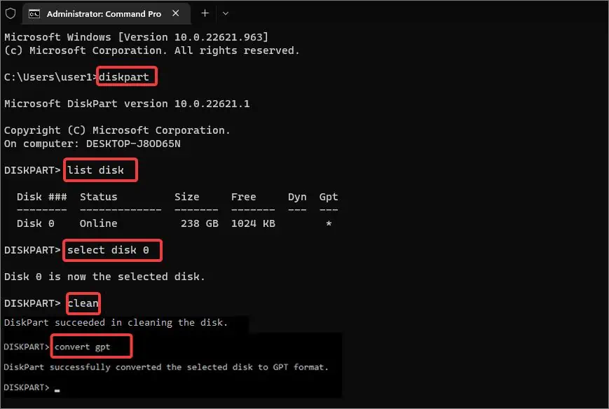 disk-part-command