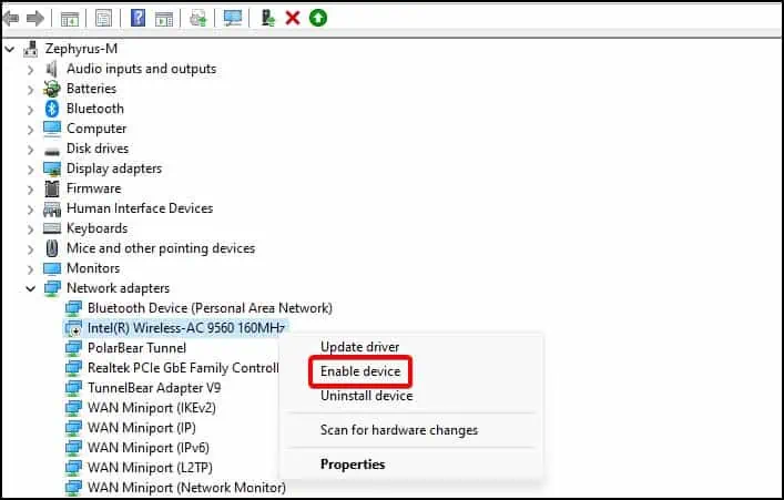 Wi-Fi Not Working on Lenovo? Try Troubleshooting Methods 12 enabel-wireless-device