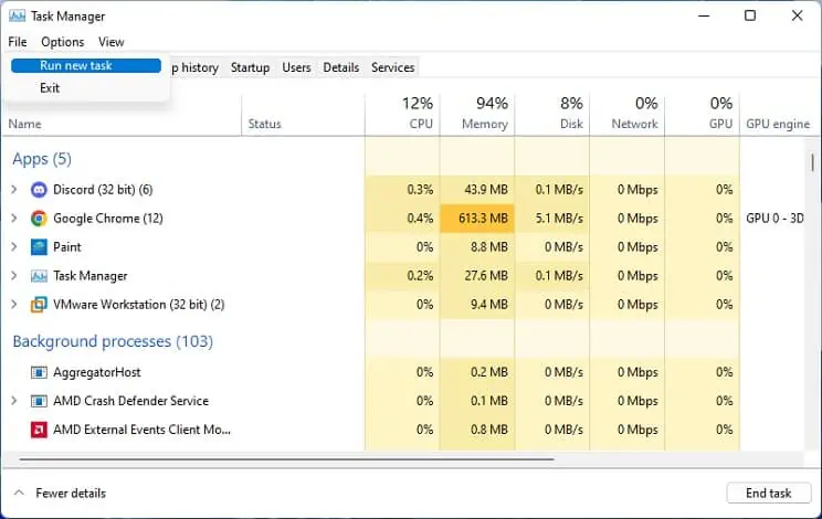 14 Ways to Solve a Black Screen on Your Dell Laptop 2 file-run-new-task
