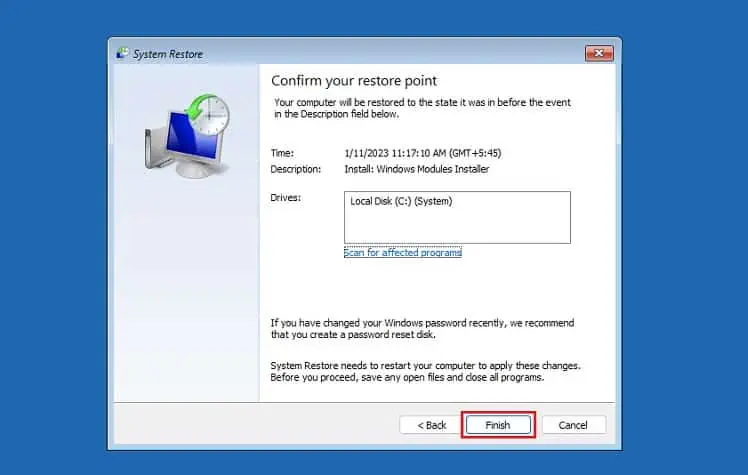 Display Not Working on Laptop? 9 Ways to Fix It 27 finish-to-start-system-restore