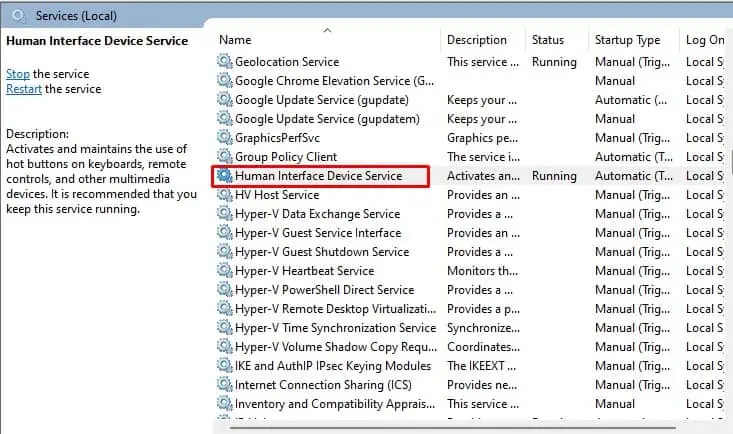 Logitech Keyboard Not Working? Here’s How to Fix It 11 human-interface-device-service-logitech