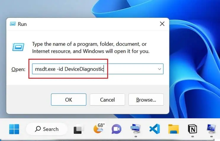 Dual Monitors Not Detected? Try These 8 Fixes 37 msdt-exe-id-devicediagnostic-in-run