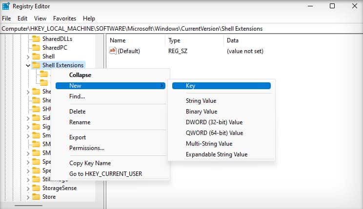 How to Make Windows 11 Look Like Windows 10 11 new-key-in-shell-extensions