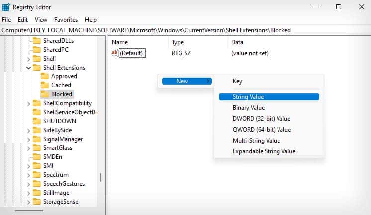 How to Make Windows 11 Look Like Windows 10 12 new-string-value-in-blocked