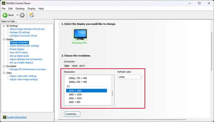 How to Check Monitor's Resolution 2 nvidia-control-panel-resolution