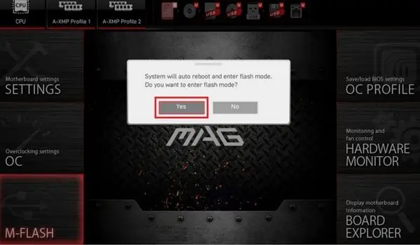 press-yes-to-enter-flash-mode-in-bios
