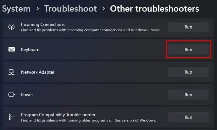 Logitech Keyboard Not Working? Here’s How to Fix It 8 run-keyboard-troubleshooter-logitech-keyboard