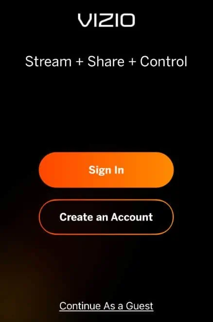 sign-in-options-on-vizio-mobile-app