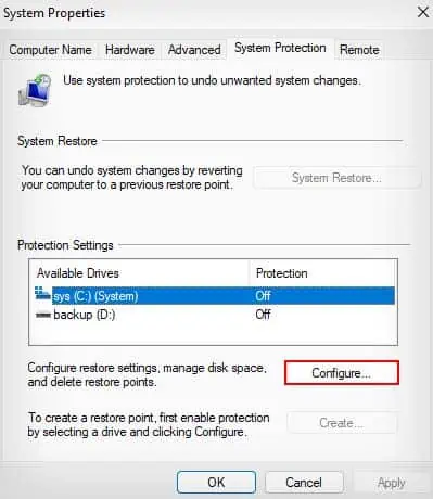 system-restore-drive-configure