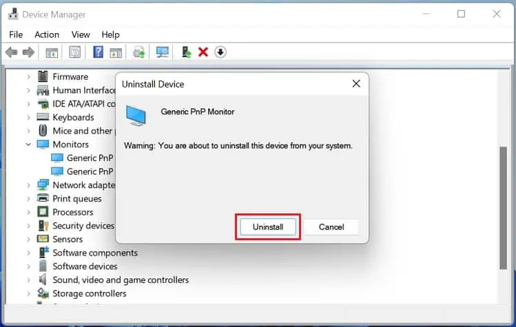 Dual Monitors Not Detected? Try These 8 Fixes 34 uninstall-button-to-delete-monitor-driver