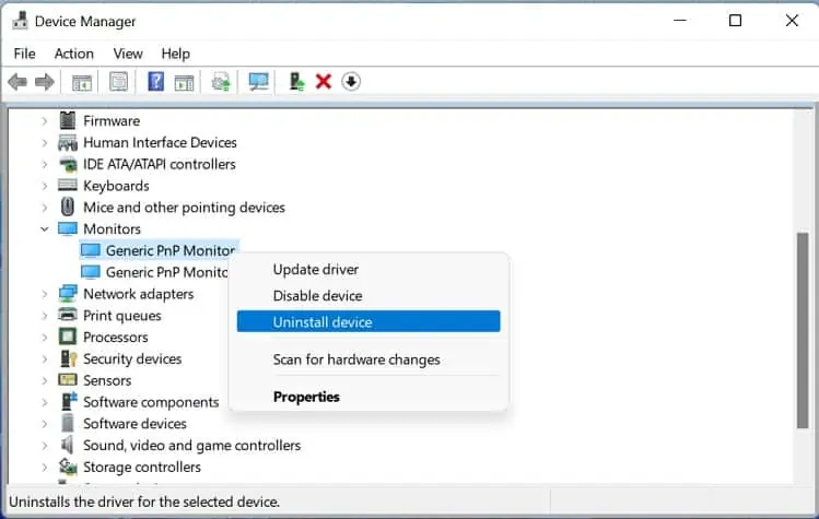 Dual Monitors Not Detected? Try These 8 Fixes 33 uninstall-monitor-driver-3