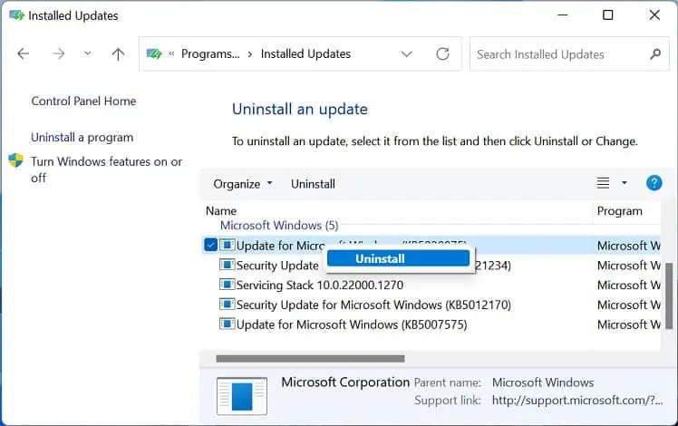 uninstall-windows-update